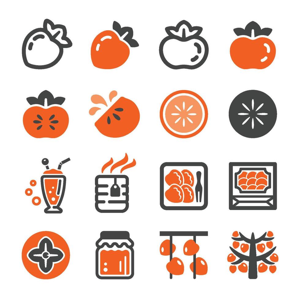 persimmon icon set vector