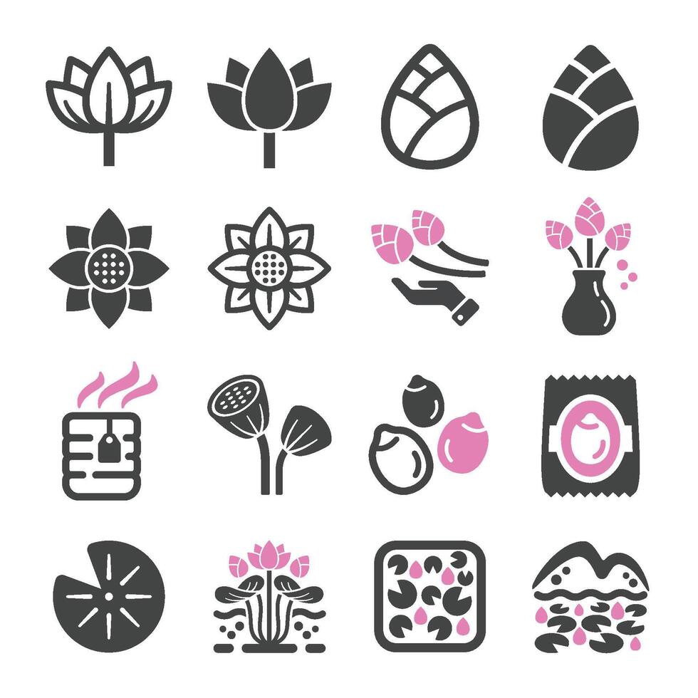 lotus icon set vector
