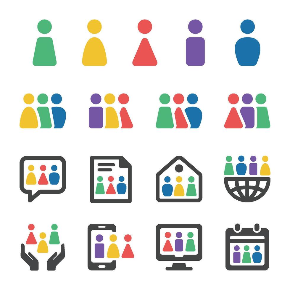 diversity people and population icon set vector