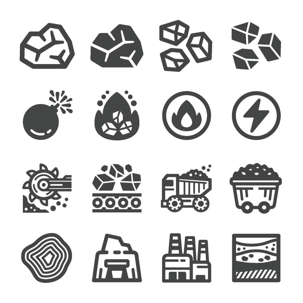 coal icon set vector