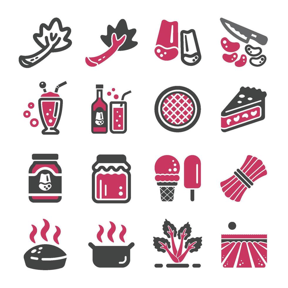 rhubarb icon set vector