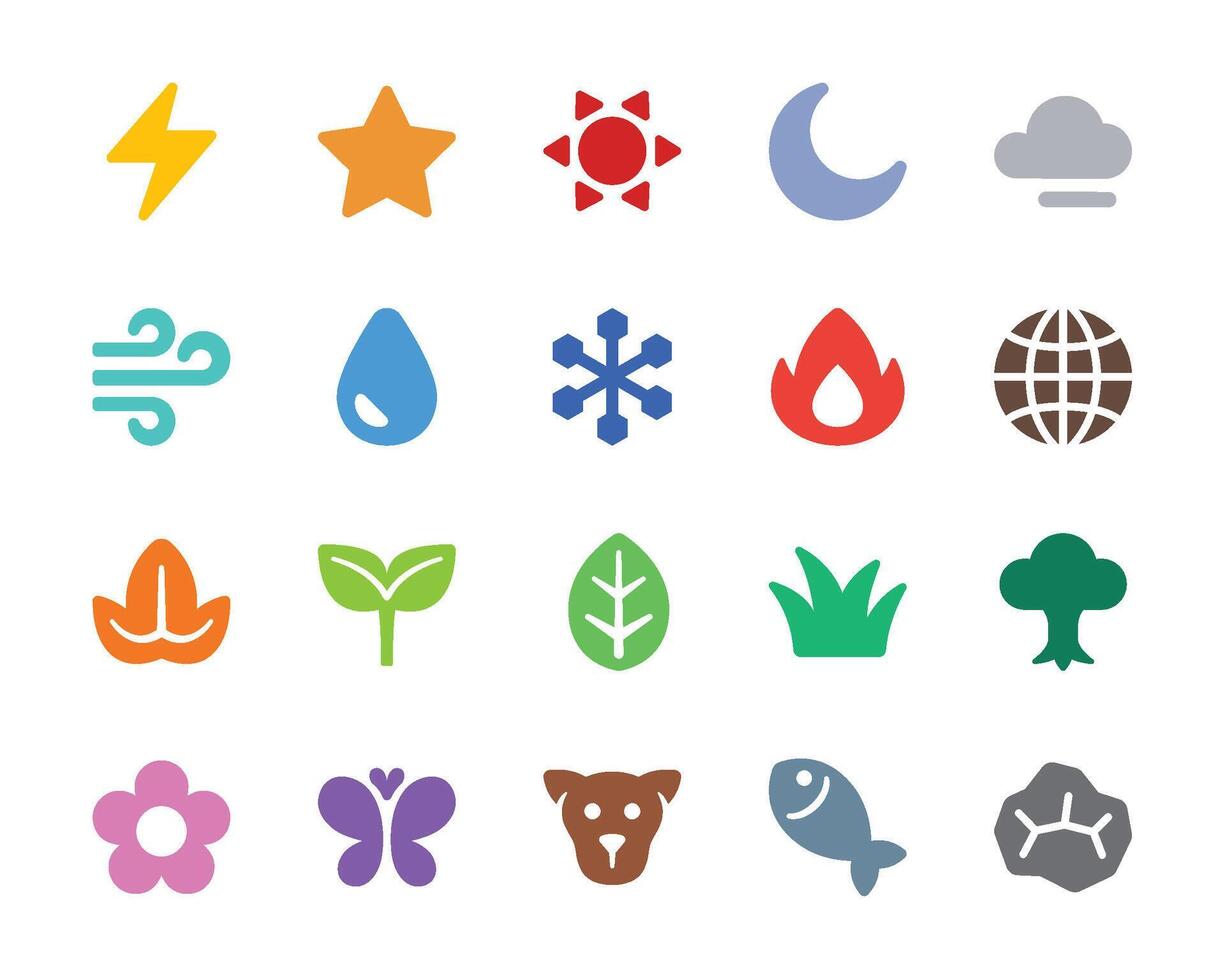 nature icon set vector