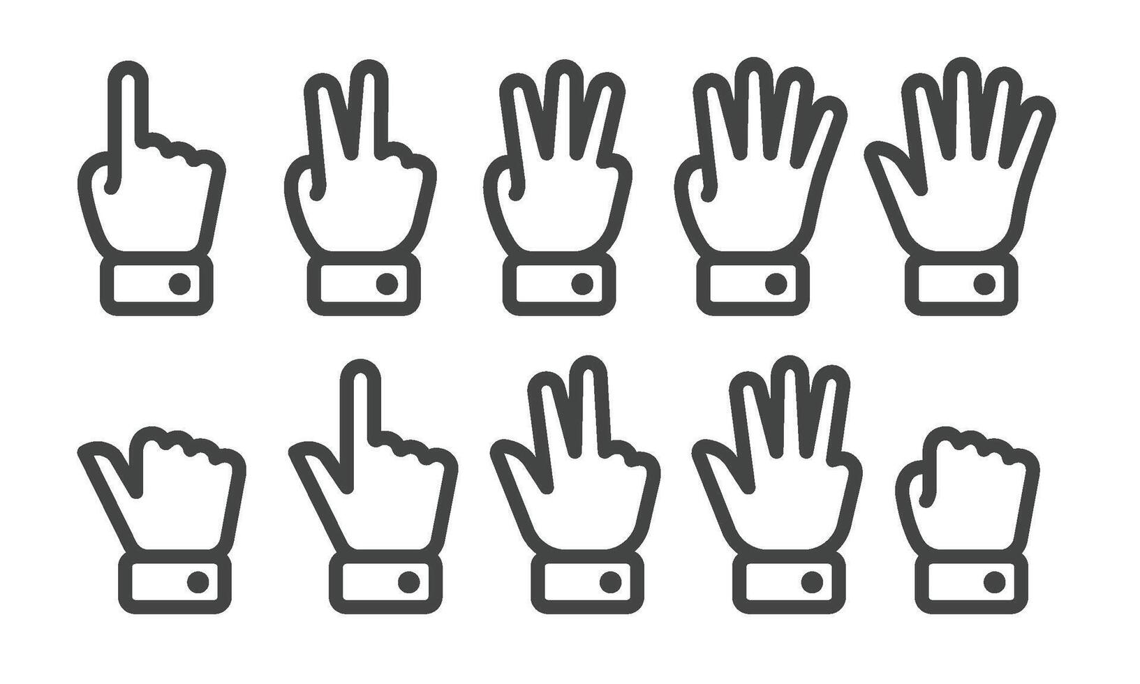 finger counting line icon set vector