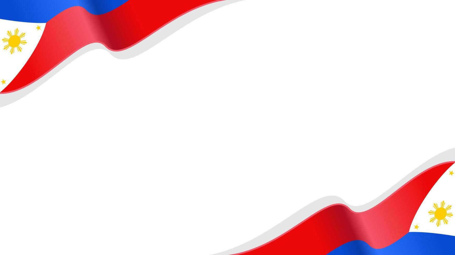 wavy Philippines flag frame background with copy space for text. Philippines national day vector