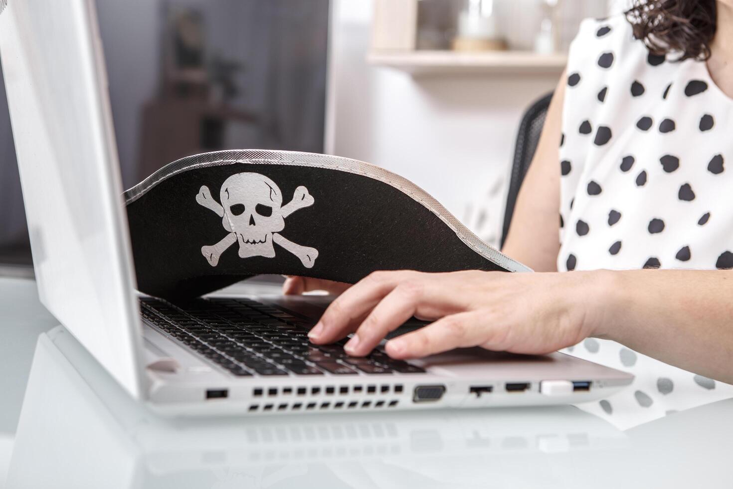 A person engages in online activities in a workspace, photo