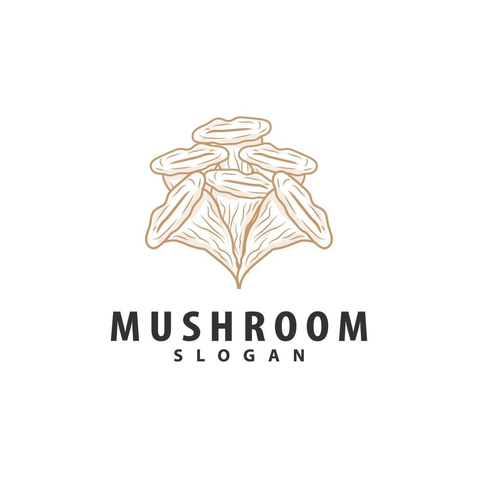 Mushroom Logo, Simple Minimalist Retro Plant Silhouette Plantation Design Business Brand vector