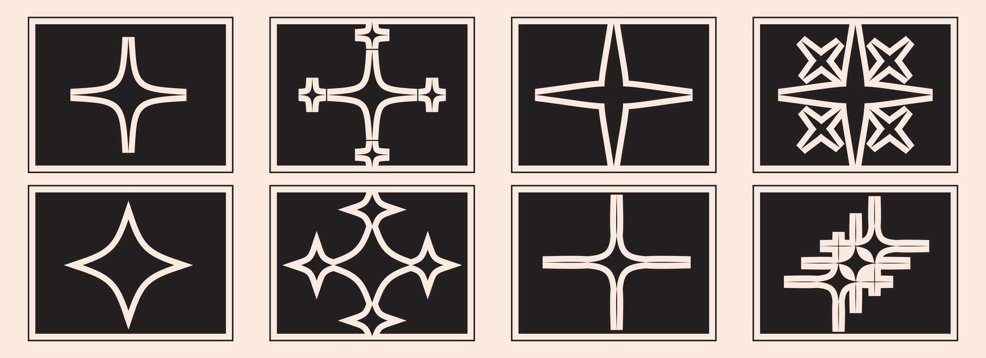 Set of star sparkle shapes. Magic Symbols set vector