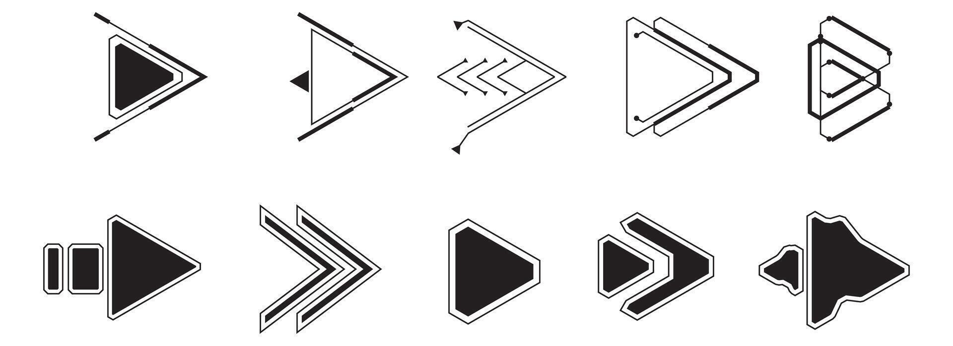 Arrow futuristic navigation pointers. Digital techno style element illustration set vector