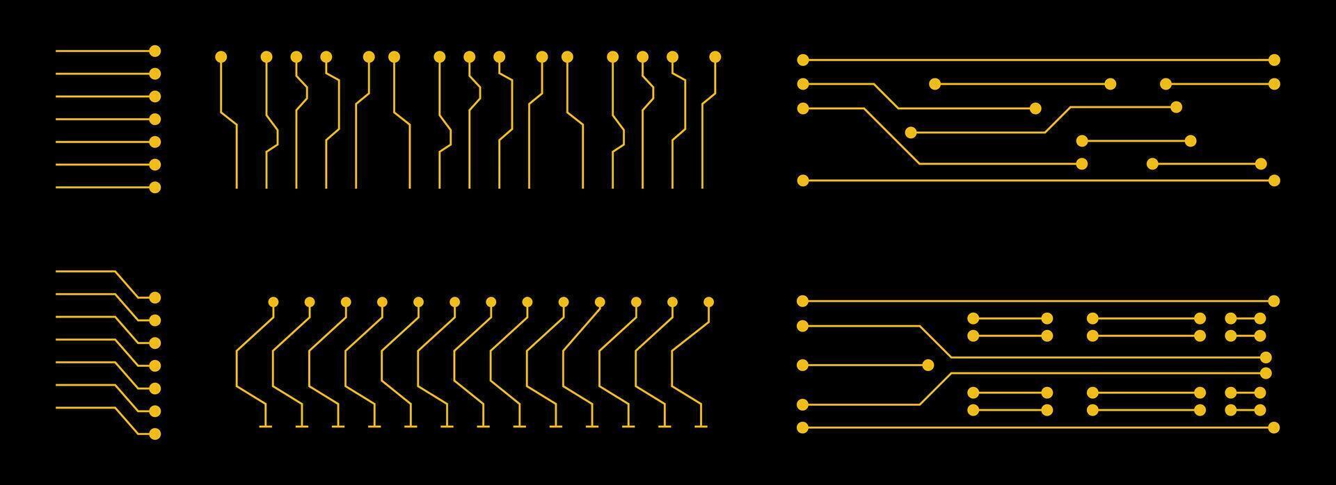 Geometric Circuit connect lines and dots. Circuit board pattern illustration set vector