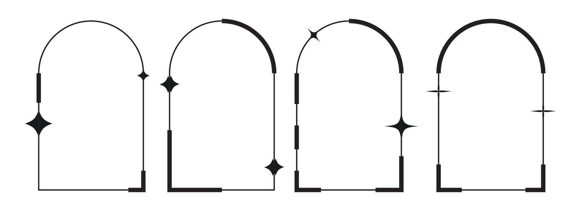 Minimalist aesthetic frame elements. Star and line decorative set of vector