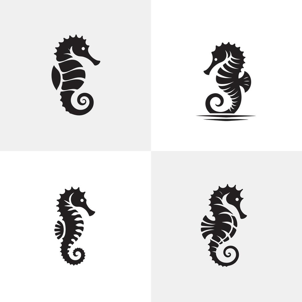 Seahorse set illustration vector