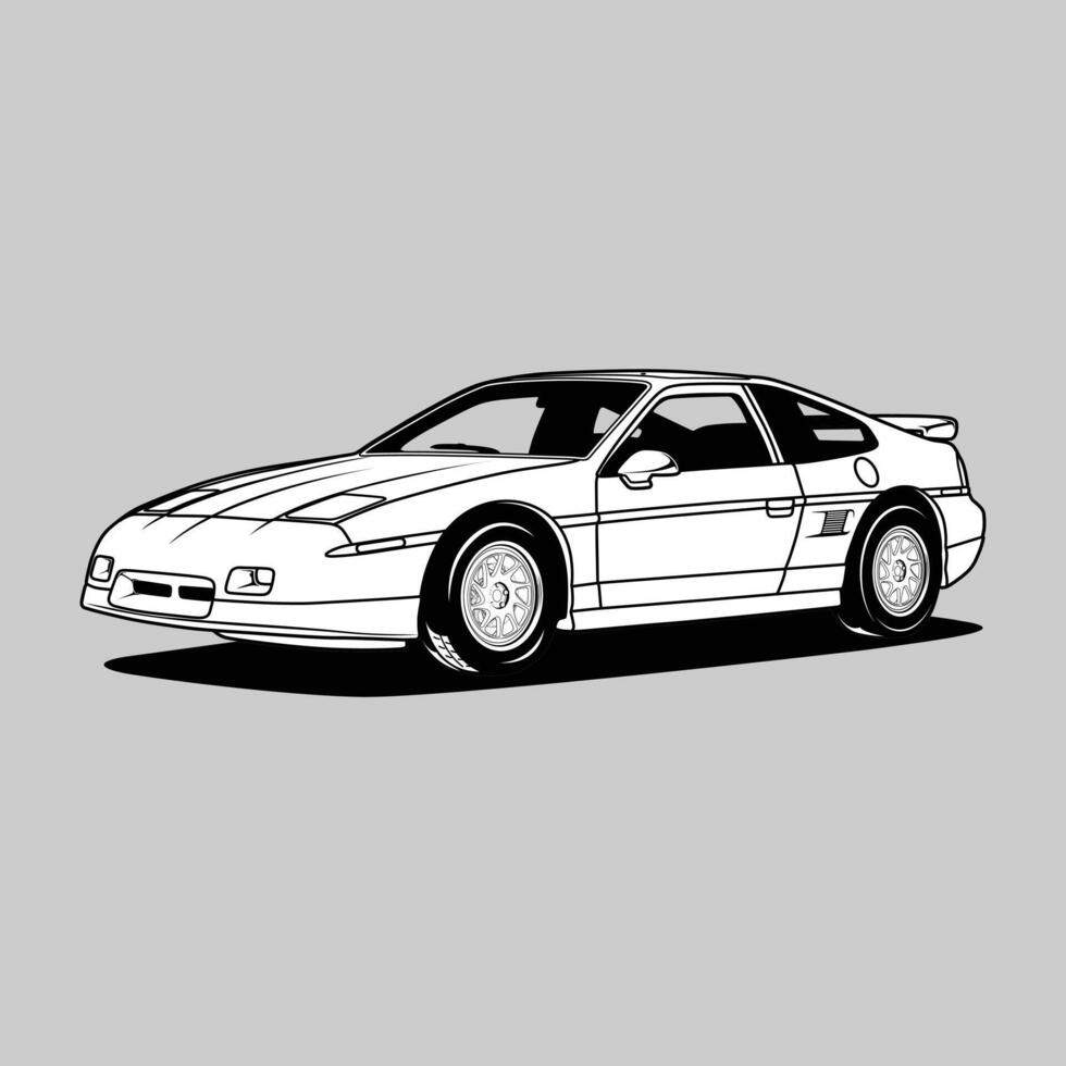 Black and White view car illustration for conceptual design vector