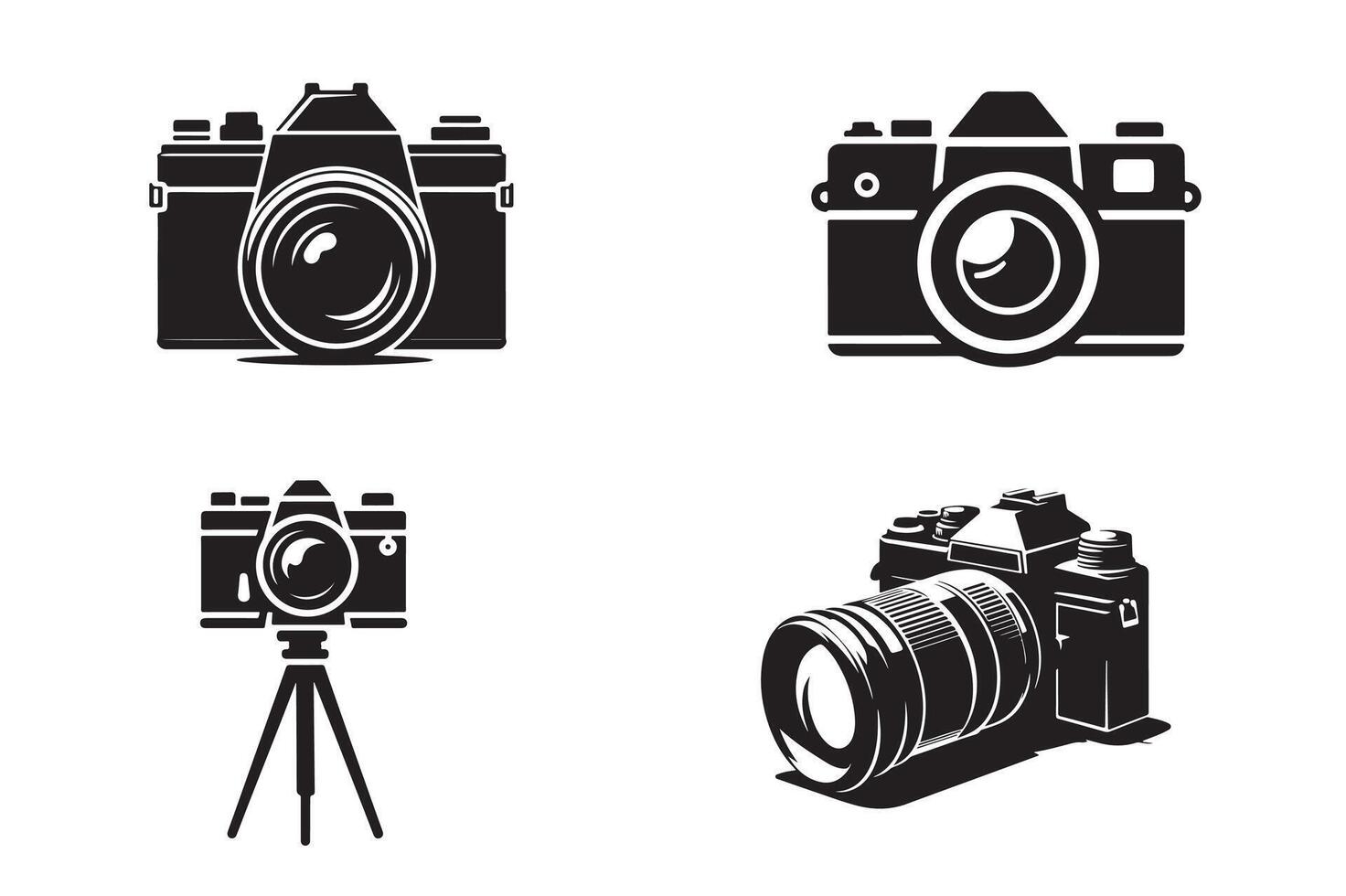 Set camera silhouette vector