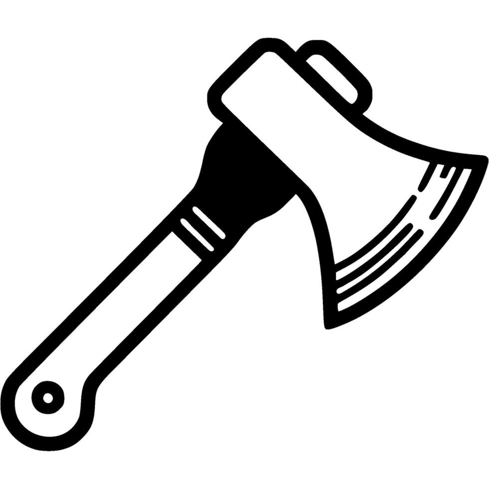 Construction ax doodle icon. Simple minimalistic symbol in black on white background vector