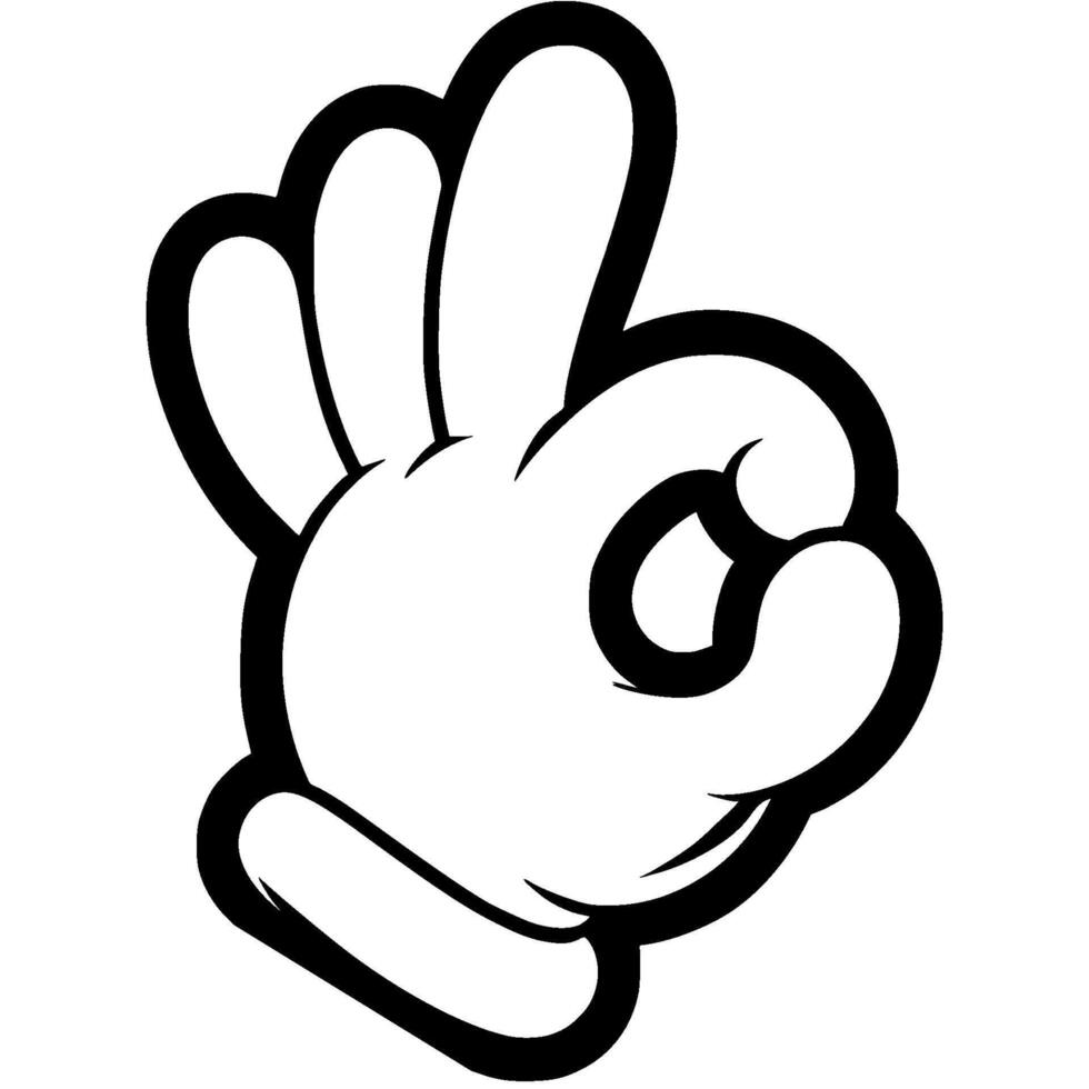 Hand gesture showing ok everything is fine in monochrome. Simple minimalistic in black ink drawing on white background vector
