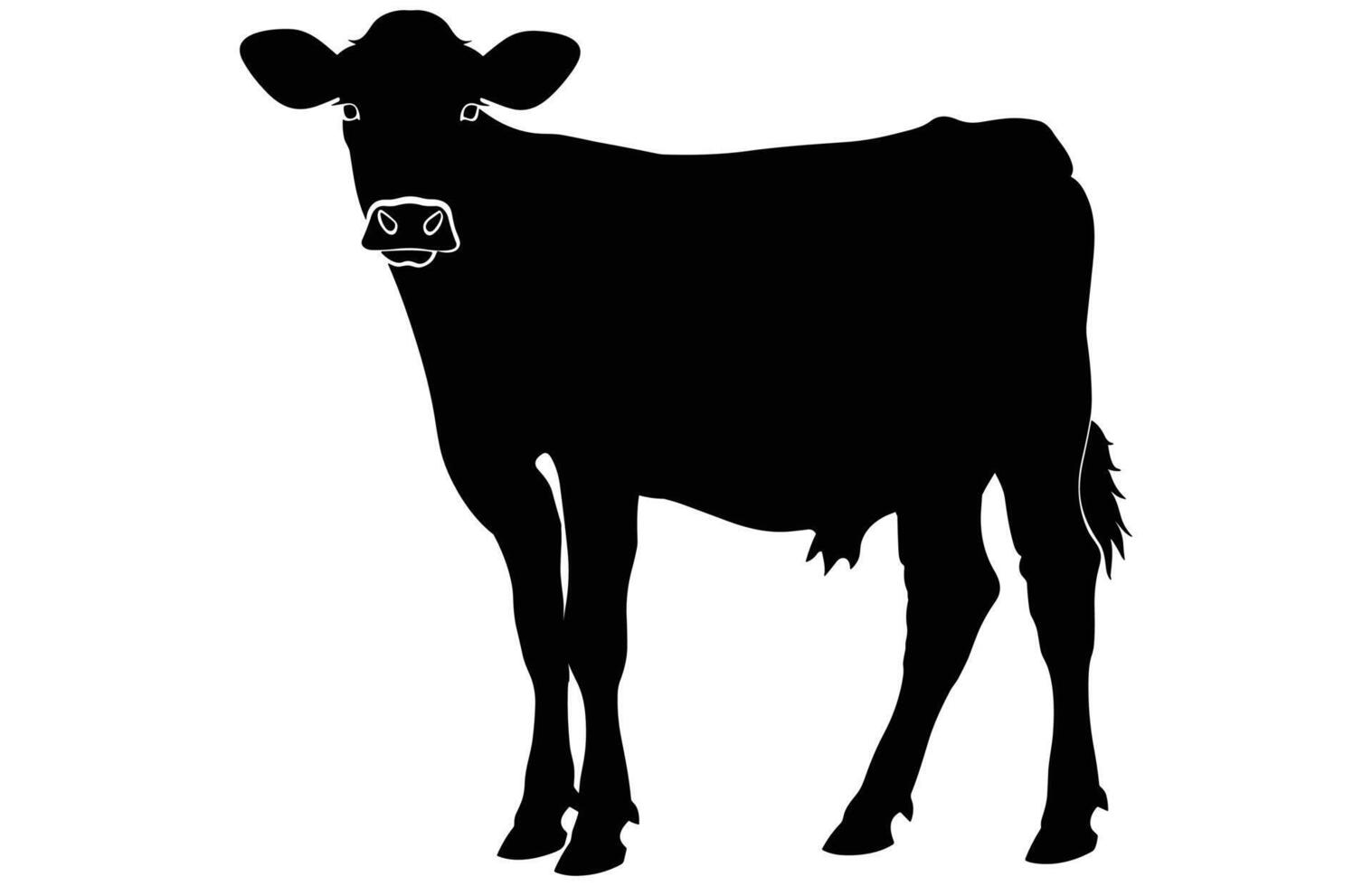 Cow Silhouette isolated on a white background Illustration, Dairy Cow - Farm Animal. vector