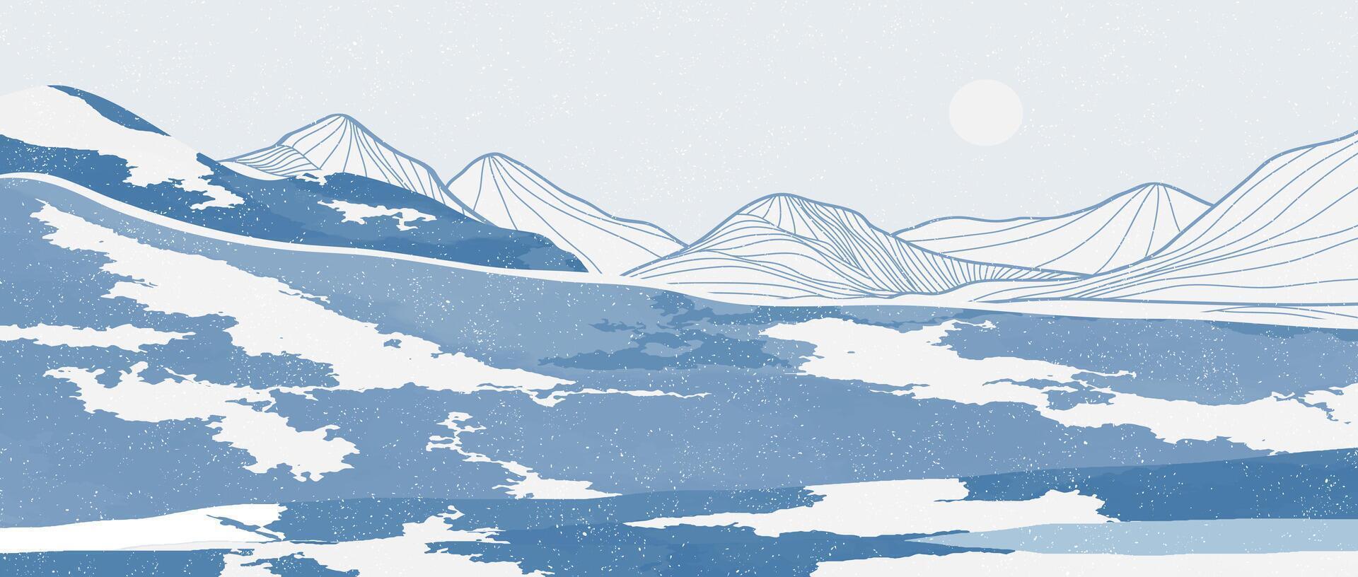 Nordic mountains illustrations. Minimalist art painting. Abstract mountain contemporary aesthetic backgrounds landscapes vector