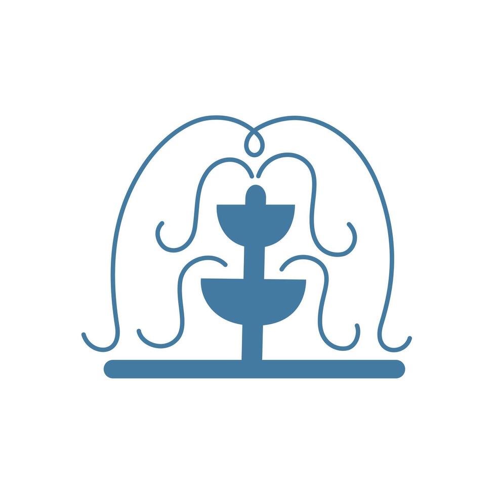 illustration of a fountain. Flat cartoon style, icon for landmarks, tourist attractions, and architectural sites. Water features, parks, and urban landscapes, isolated colored clipart vector