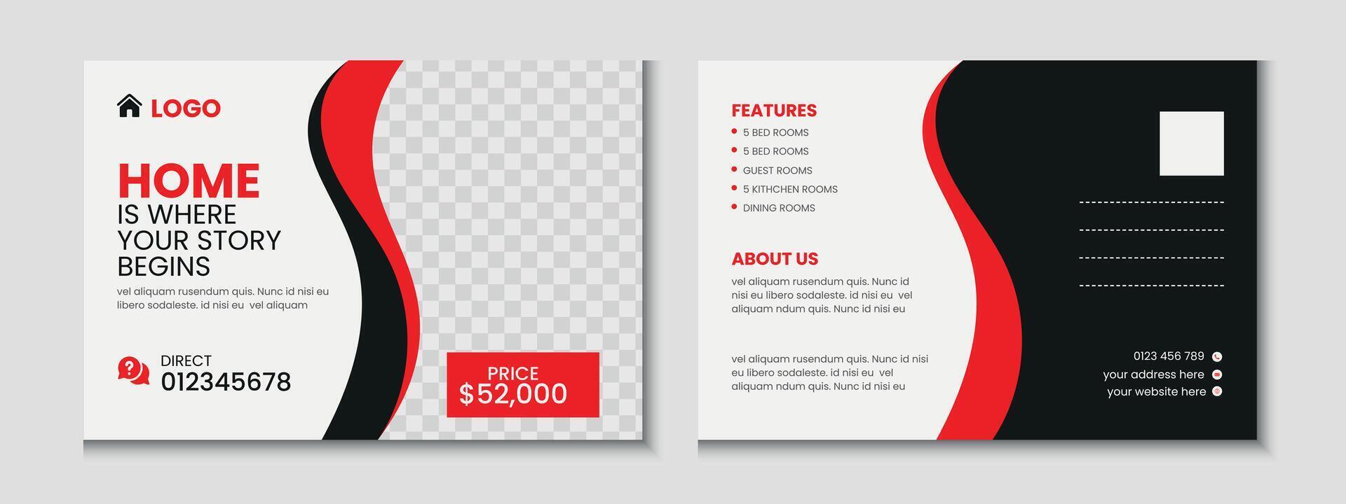 Unique and digital real Estate Postcard Banner Template Design vector