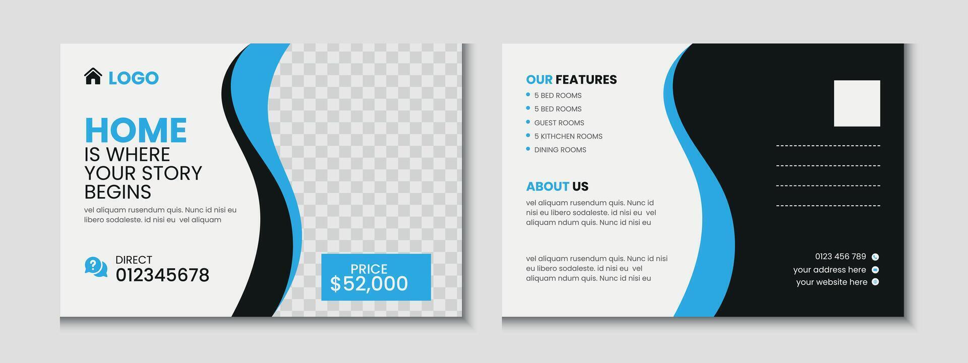 Real Estate Postcard Banner post Template Design vector