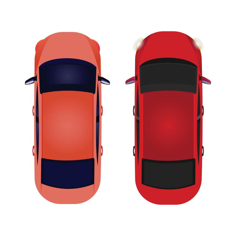 car vehicle transport upper view, red and peach color vector