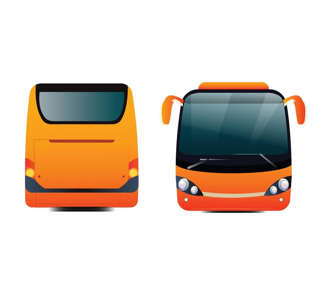City bus template Passenger transport side and back view vector