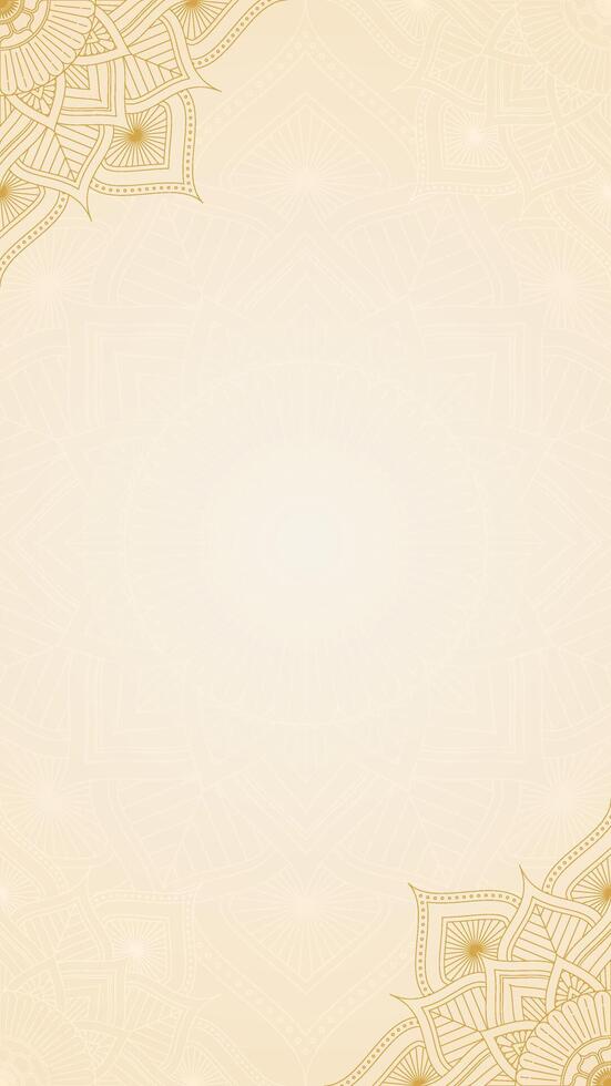 Simple Lustrous Yellow Vertical Background With Gleaming Gold Mandala Ornaments Texture vector