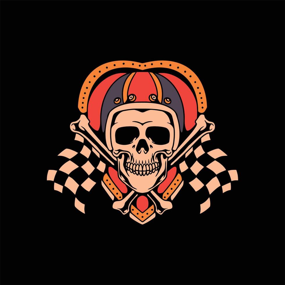 skull racer tattoo design vector