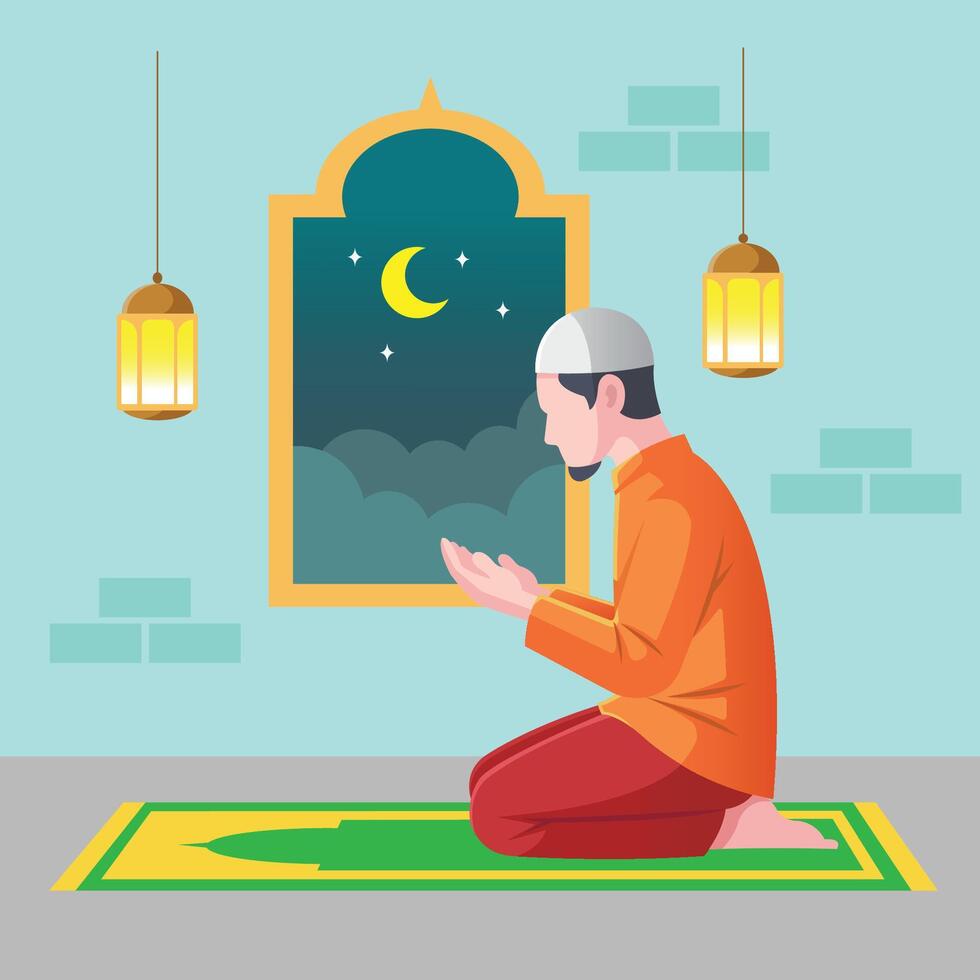 moslem prayer art design vector