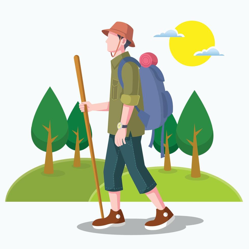 hiking forest art design ilustration vector