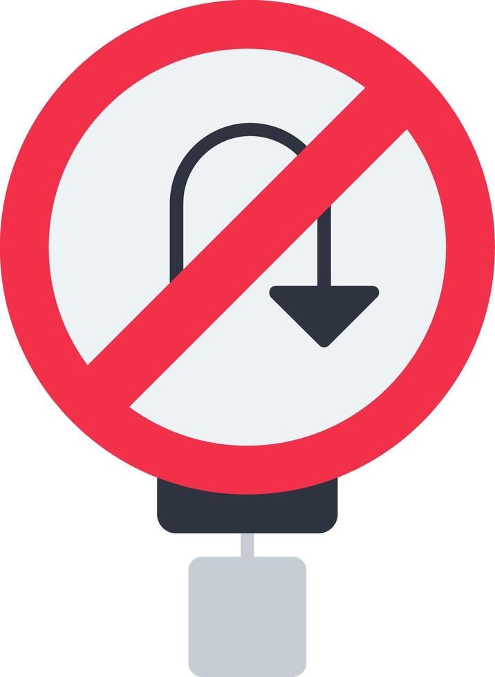 No U-Turn Flat Icon vector