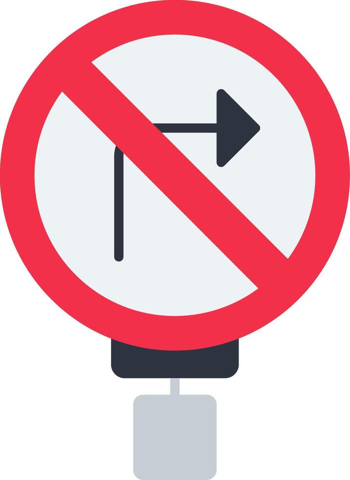No Right Turn Flat Icon vector