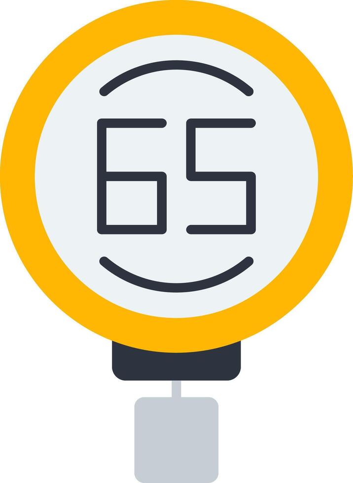 Speed Limit 65 Flat Icon vector