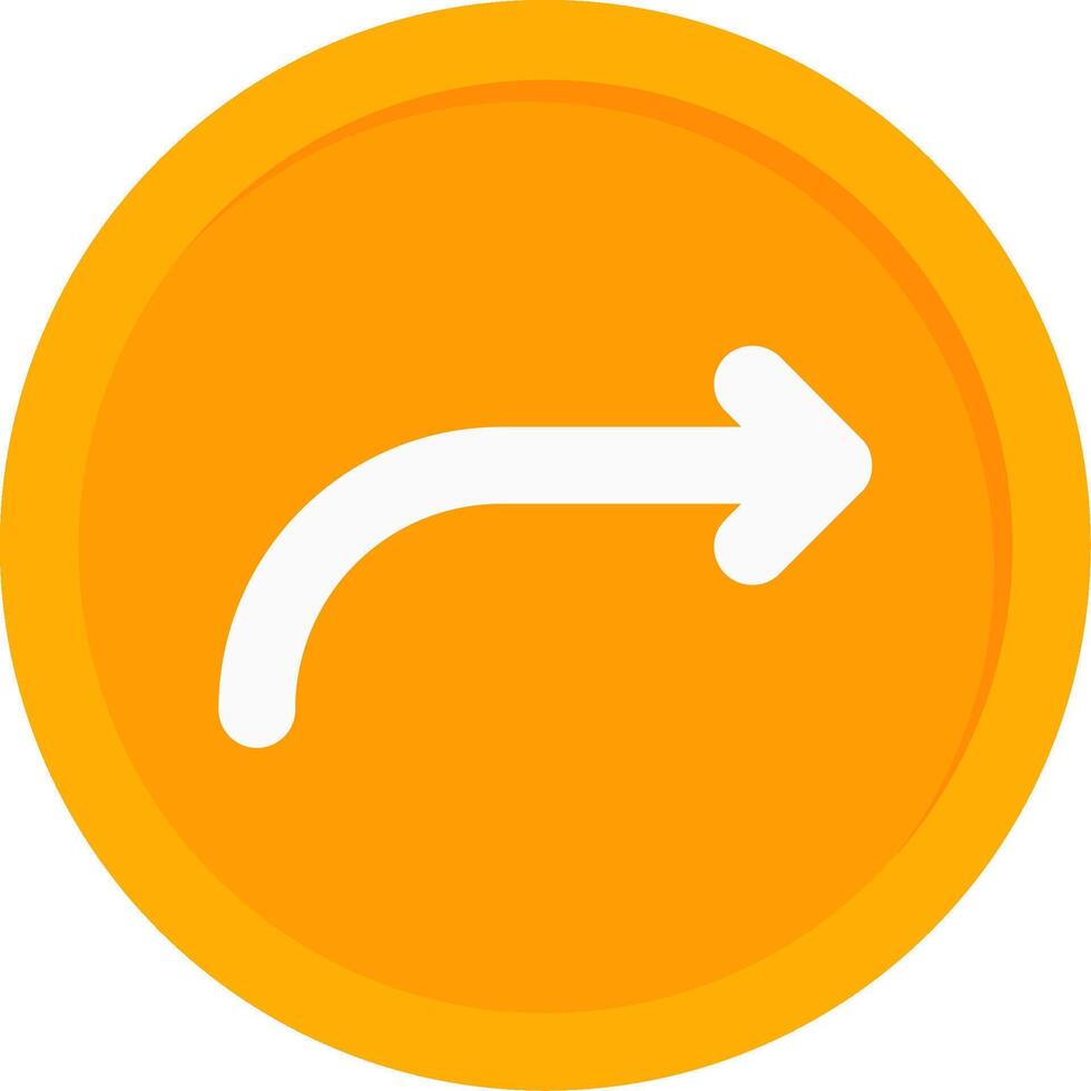 Curved Arrow Right Flat Icon vector