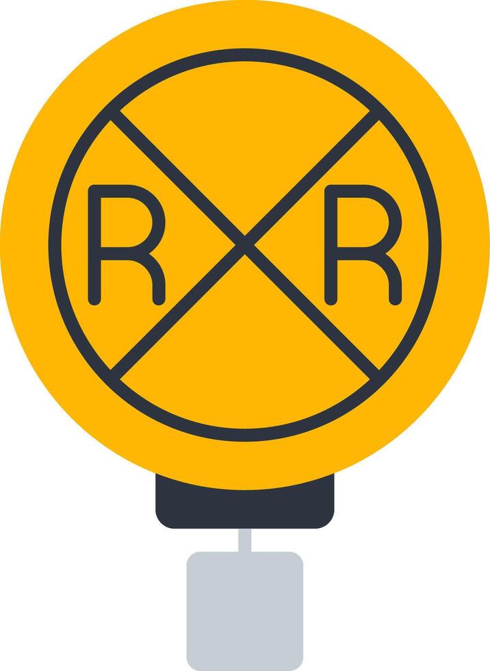 Railroad Crossing Flat Icon vector