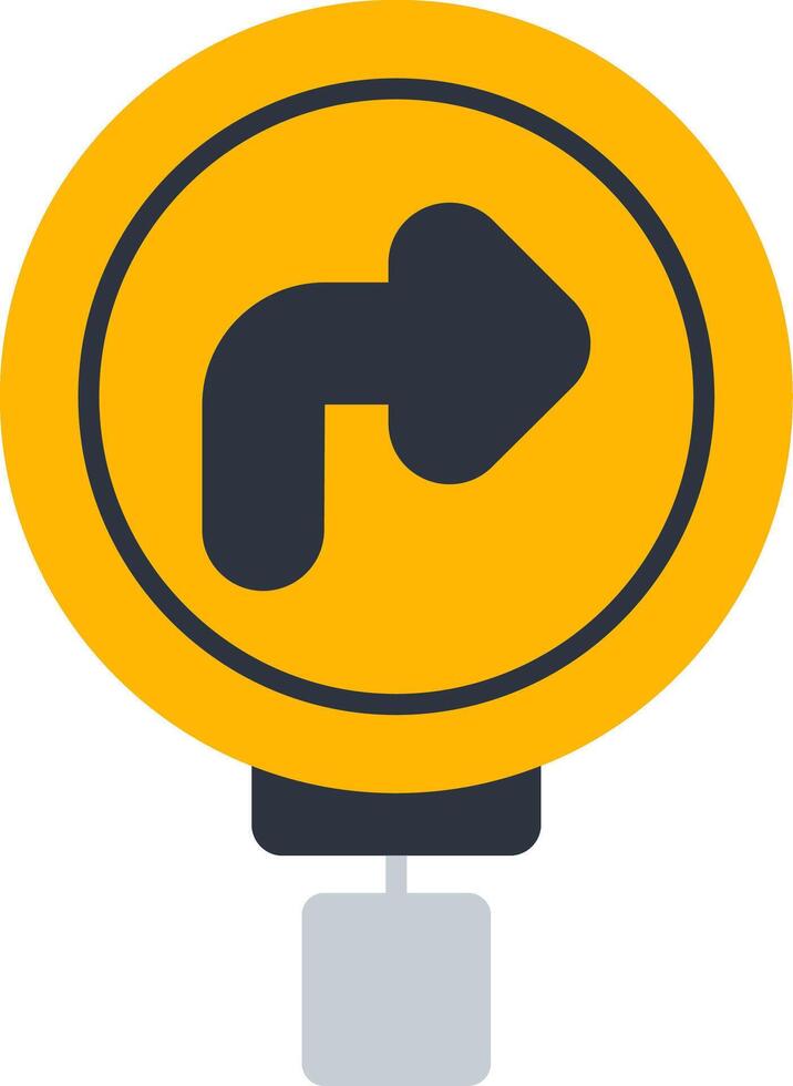 Curve Ahead Flat Icon vector