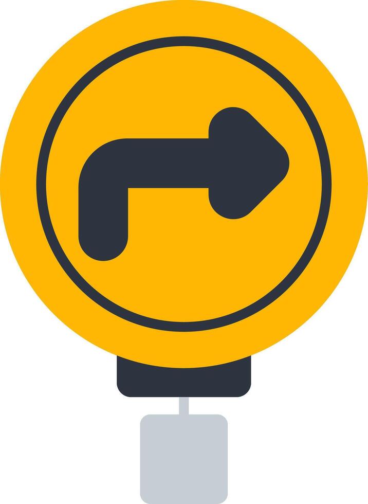 Sharp Curve Ahead Flat Icon vector