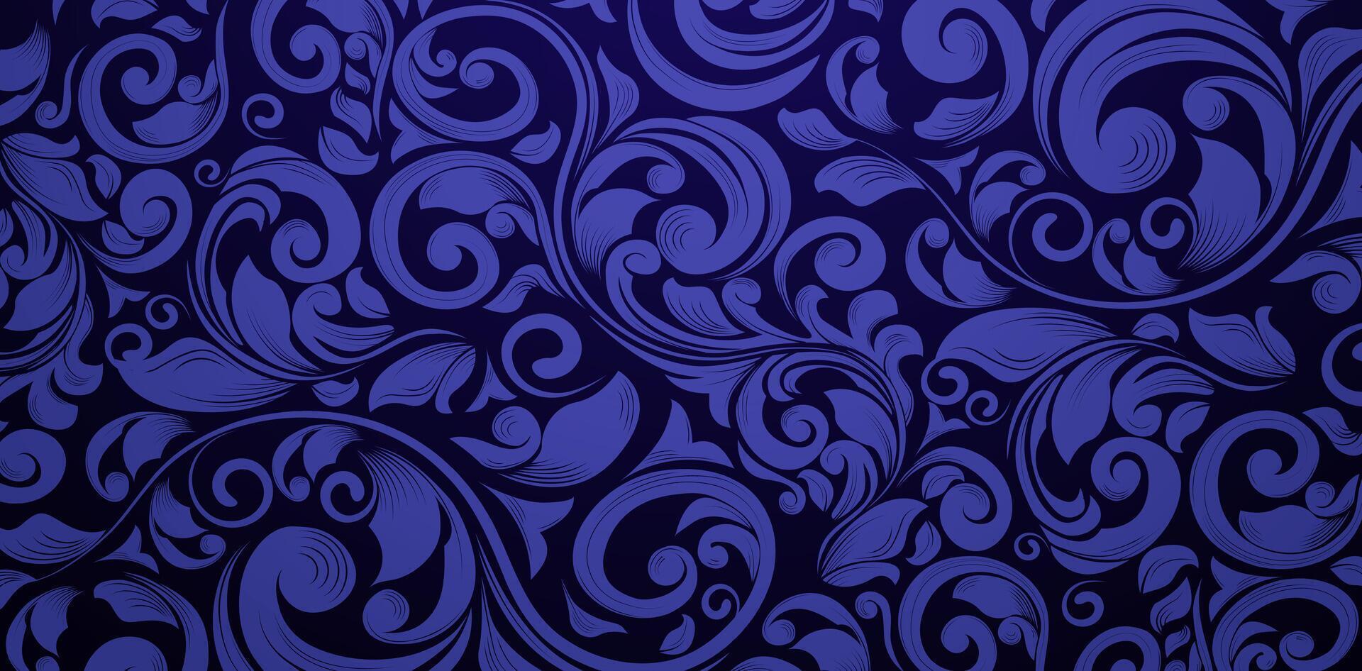 seamless pattern with swirls dark blue colors floral ornamental designs Can be used for wallpaper, pattern fills, web pages backgrounds, surface textures, book covers, fabrics printing, textiles tiles vector