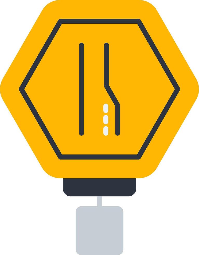 Right Lane Ends Flat Icon vector