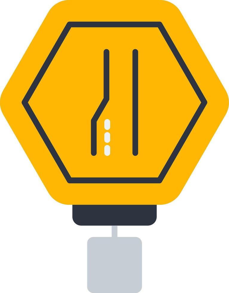 Left Lane Ends Flat Icon vector