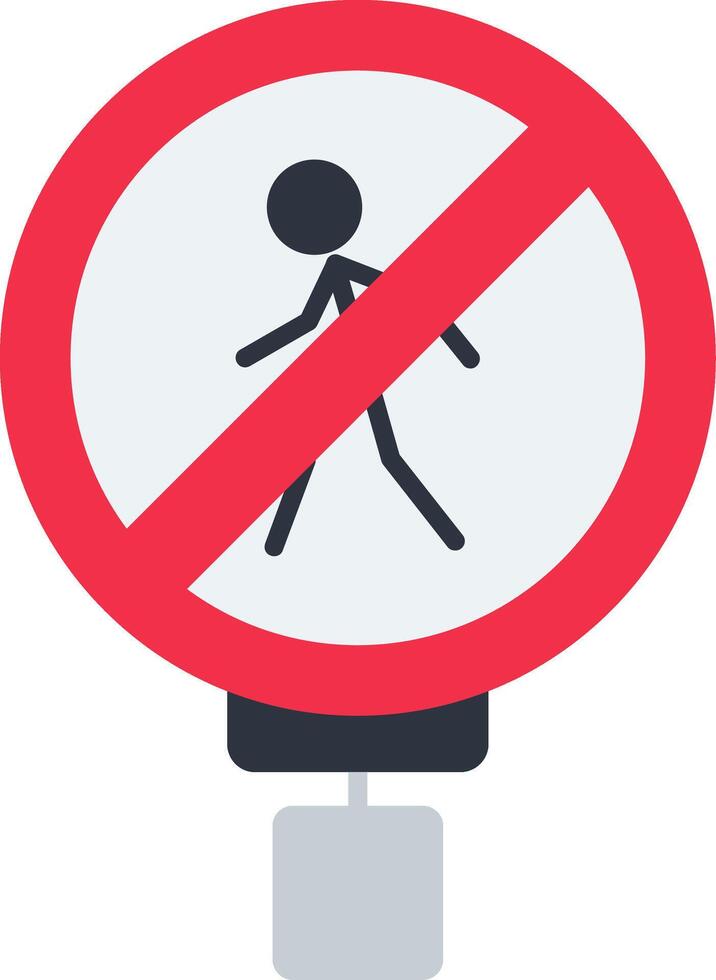 No Pedestrian Crossing Flat Icon vector