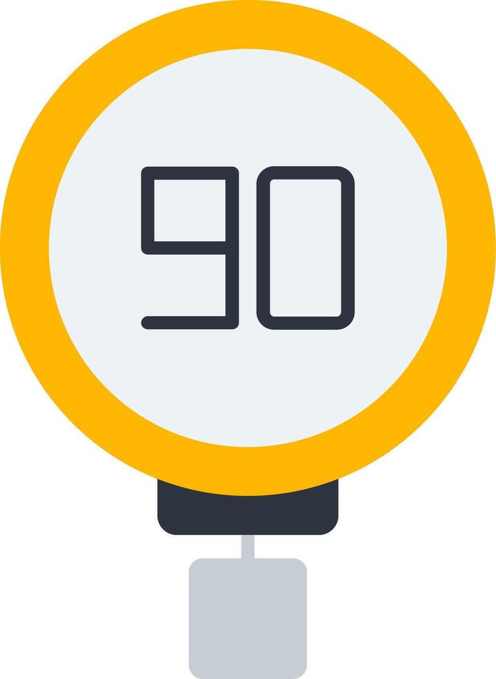Speed Limit 90 Flat Icon vector