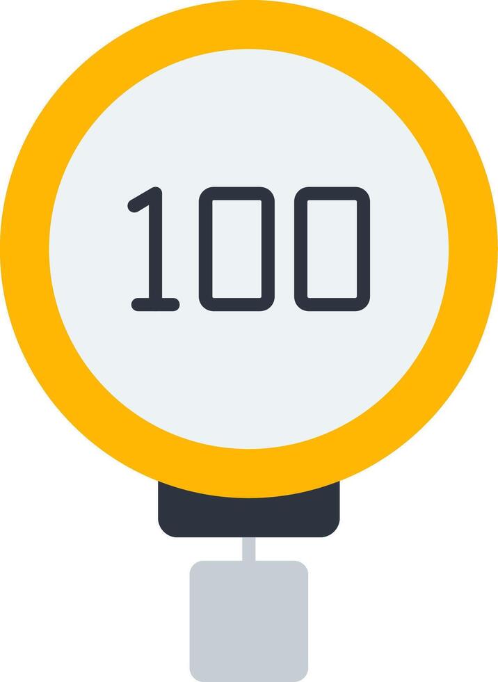 Speed Limit 100 Flat Icon vector