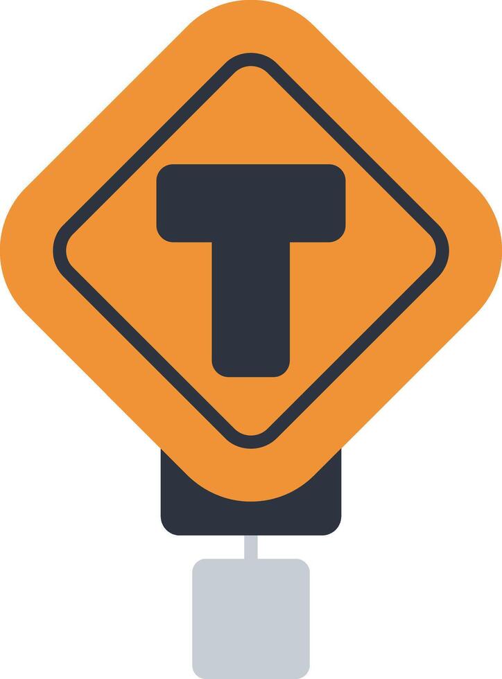 T Intersection Flat Icon vector
