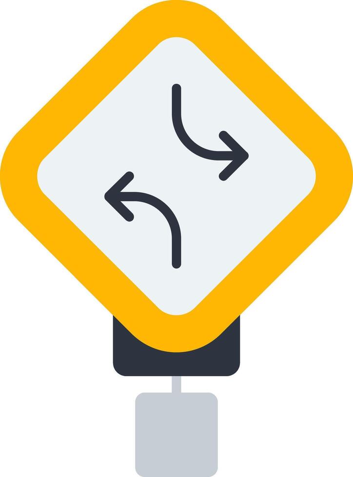 Two-Way Left Turn Flat Icon vector