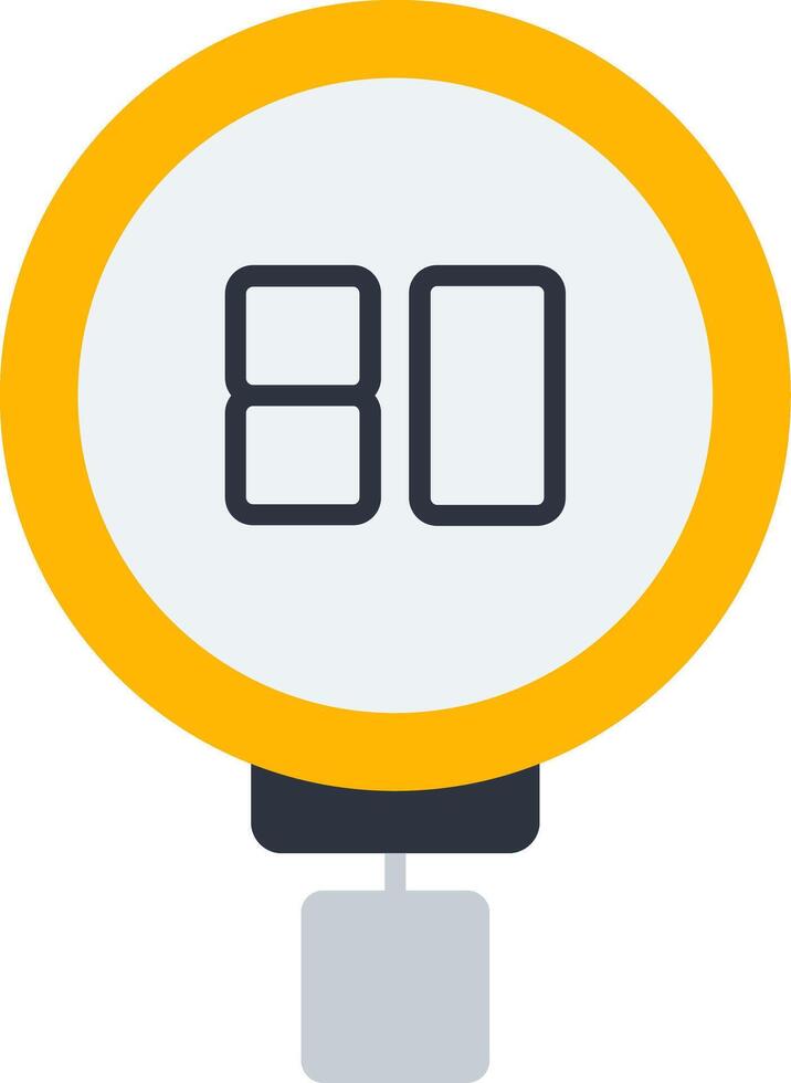 Speed Limit 80 Flat Icon vector