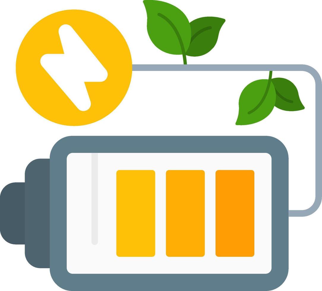 Battery Eco Flat Icon vector