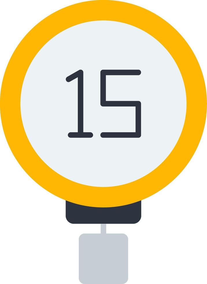 Speed Limit 15 Flat Icon vector