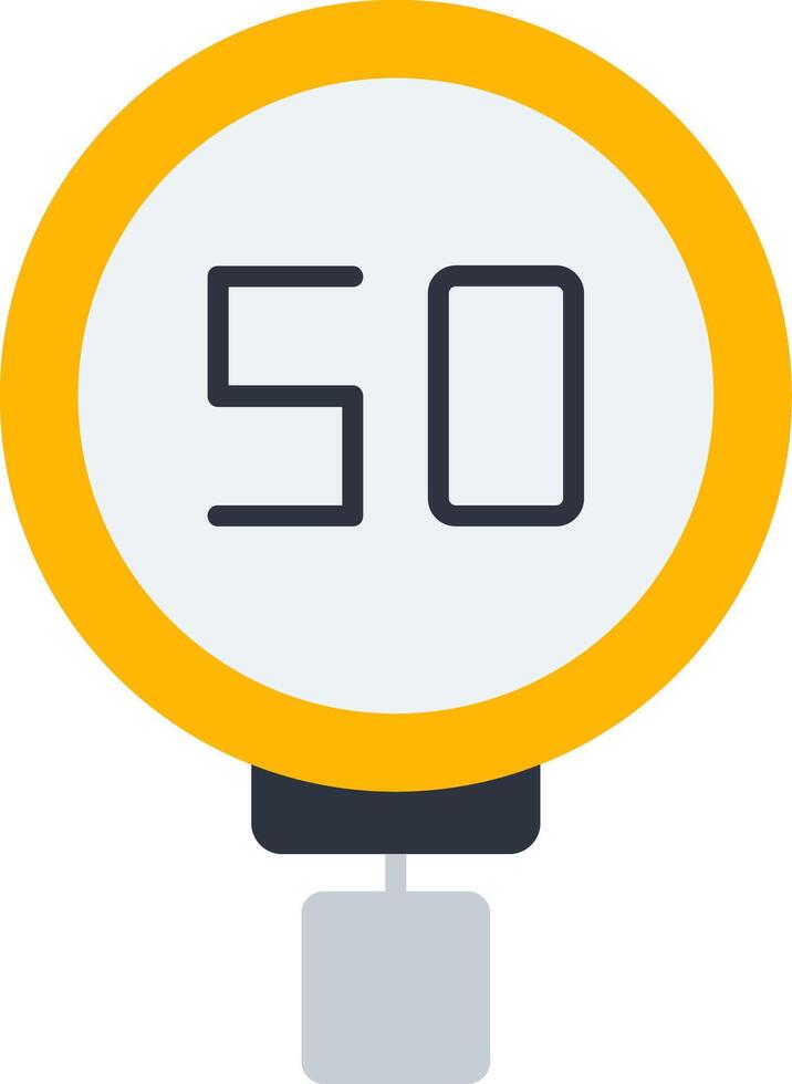 Speed Limit 50 Flat Icon vector