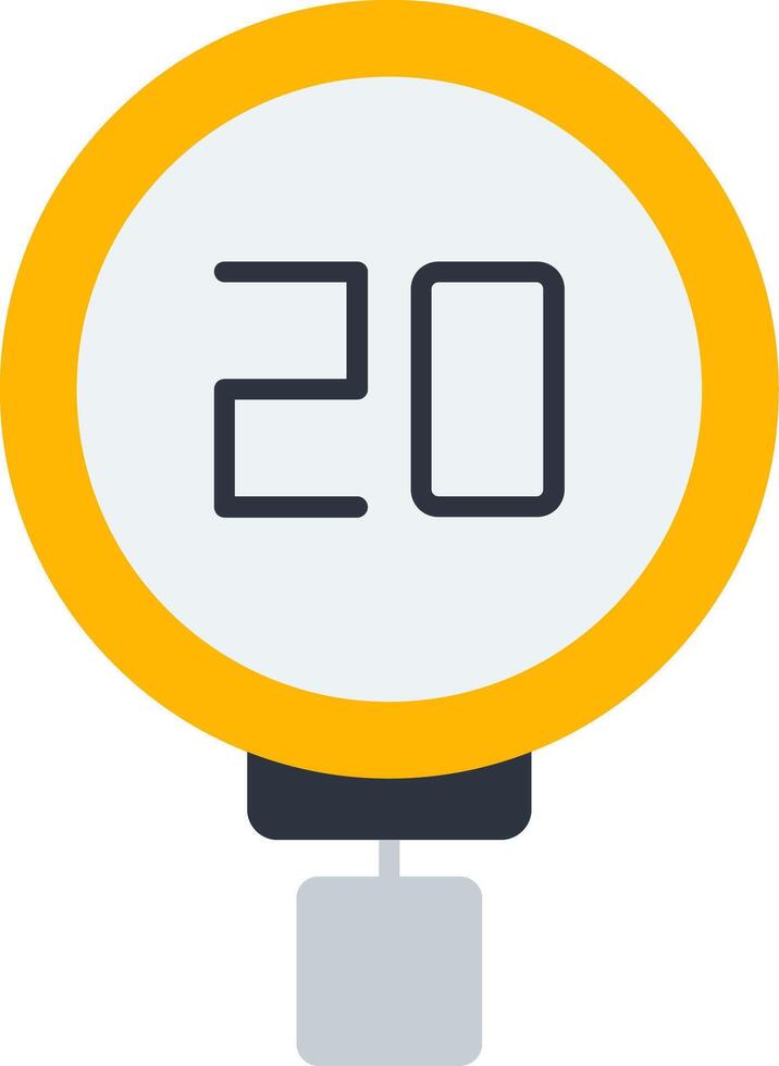 Speed Limit 20 Flat Icon vector